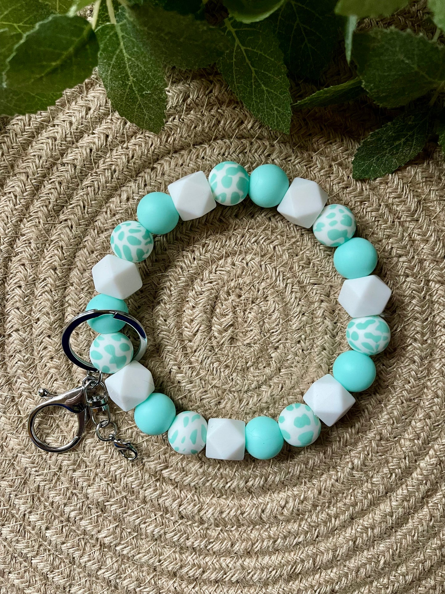 Teal Cow Wristlet